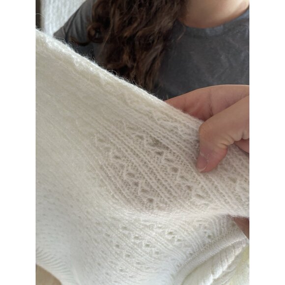 ZARA Women’s White Knit Sweater Size M NWT Bow Tie V-Neck Pullover Long Sleeve * - Picture 16 of 16